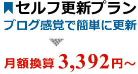 便利なセルフ更新プラン - ブログ感覚で簡単に更新 - 月額3392円～