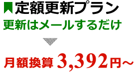 お得な定額更新プラン - 更新はメールするだけ - 月額3392円～