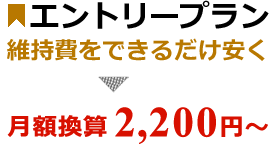 格安のエントリープラン - 維持費をできるだけ安く - 月額2200円～